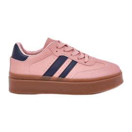 Women's sneakers on the platform with eco leather pink