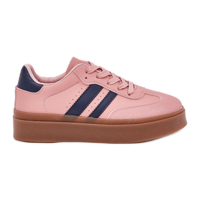 Women's sneakers on the platform with eco leather pink