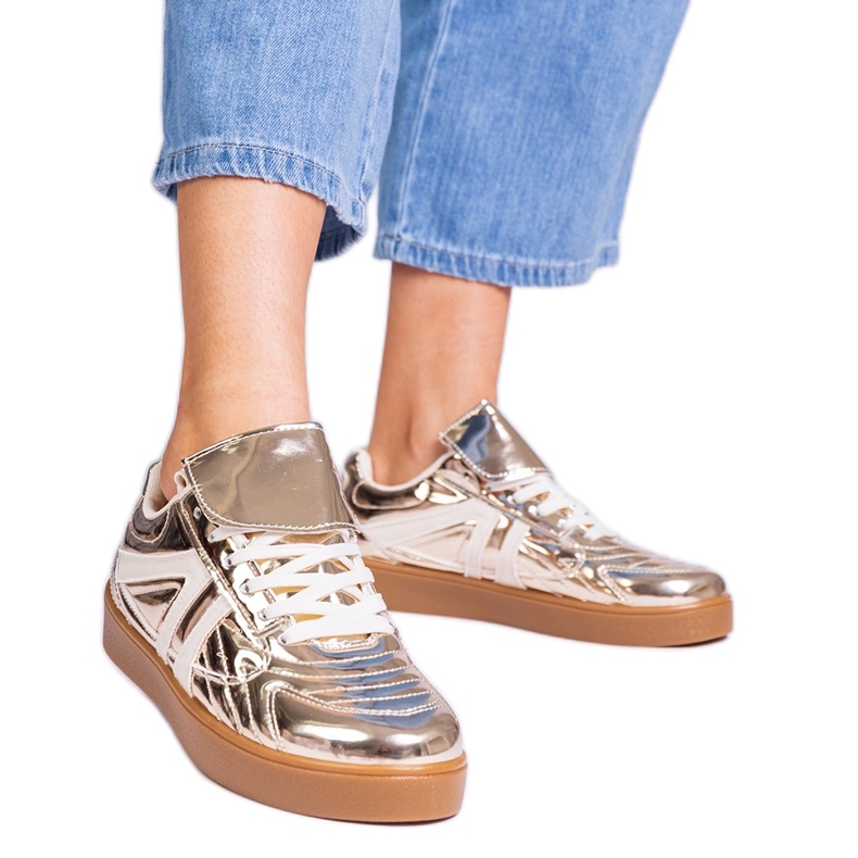 Golden sneakers lacquered sneakers Golden sneakers lacquered sneakers