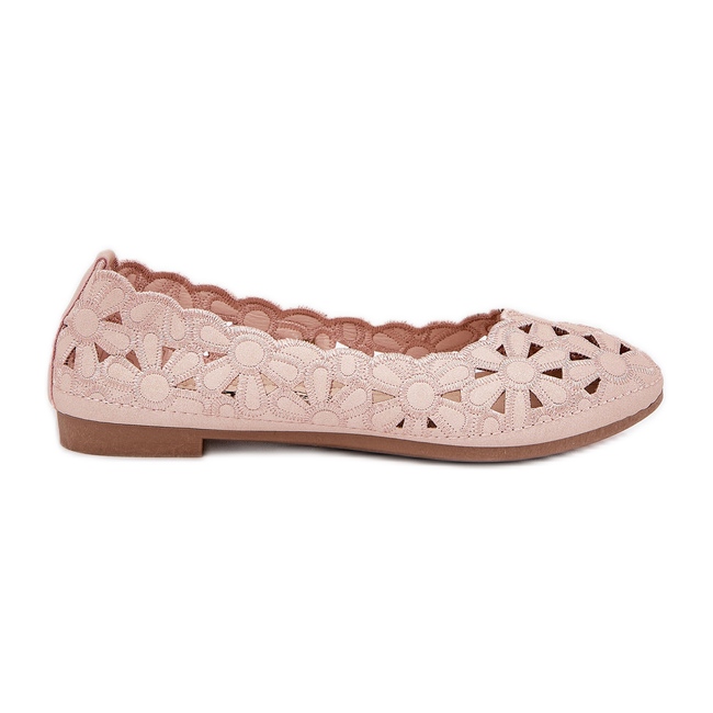 Openwork children's ballerinas with pink glitter