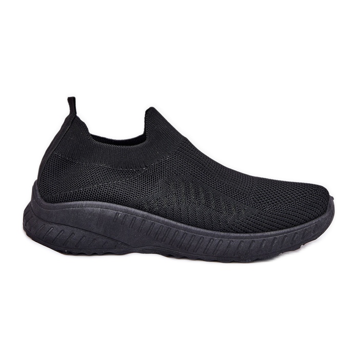 Slipped material sports shoes women's black