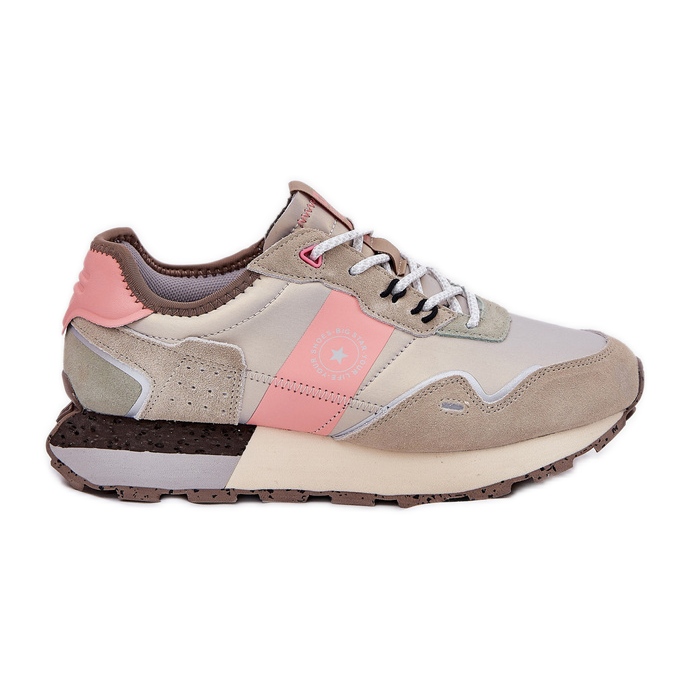 Women's suede sneakers big star rr274243 hi-Polish gray-pink system Women's suede sneakers big star rr274243 hi-Polish gray-pink system