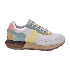 Women's suede sneakers big star rr274244 hi-Polish gray-yellow system grey