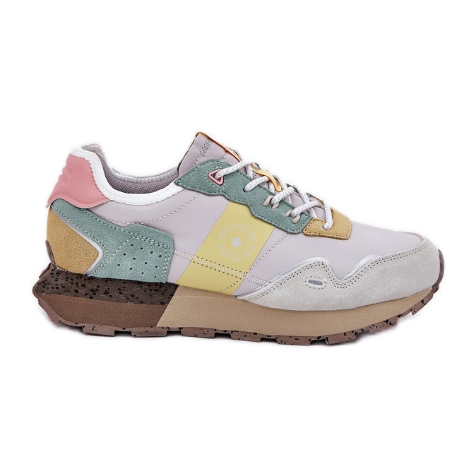 Women's suede sneakers big star rr274244 hi-Polish gray-yellow system grey