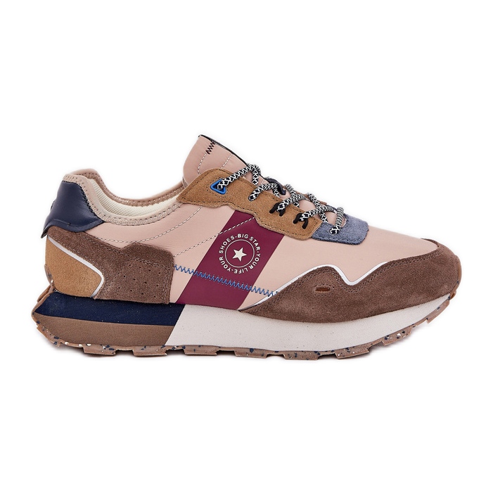 Men's suede sneakers on the Big Star RR174475 Hi-Polish beige system