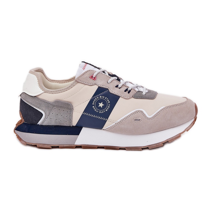 Suede men's sneakers on the Big Star RR174471 Hi-Polish System System platform grey