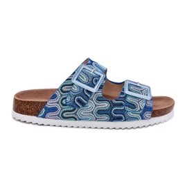 S.Barski Women's flip flops with buckles and glitter S. Barski RB51-006 blue