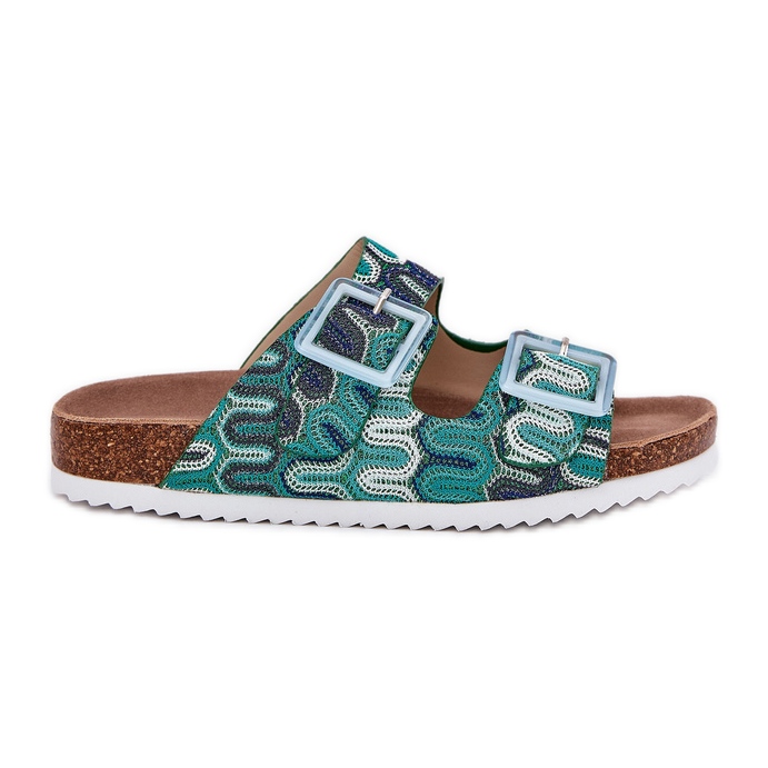 Women's flip flops with buckles and glitter S.barski RB51-006 green