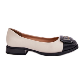 S.Barski Leather ballerinas with decoration D&amp;A mk51-059 beige