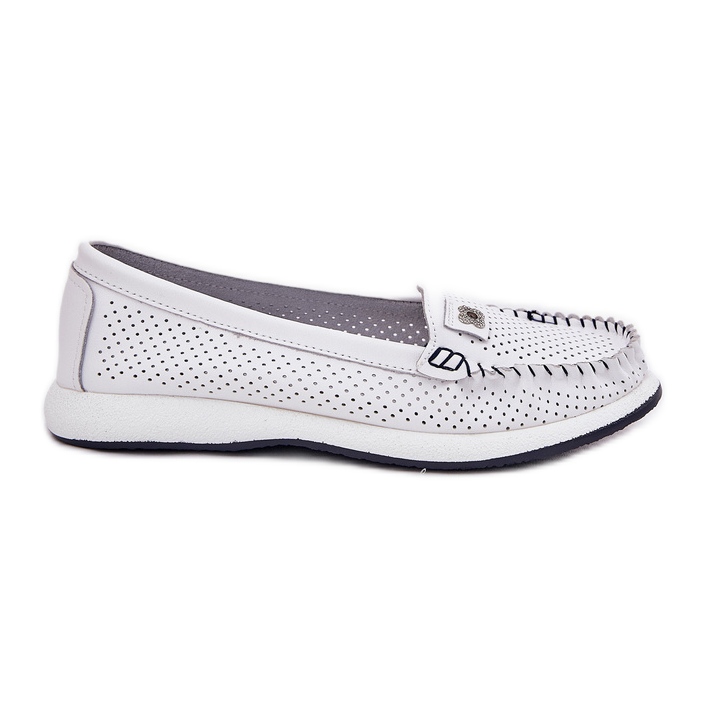 S.Barski Women's leather loafers S. Barski LR51-673 White S.Barski Women's leather loafers S. Barski LR51-673 White