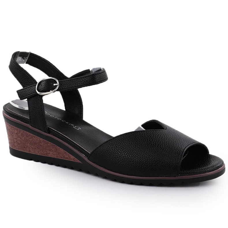 Women's sandals on wedges black Potocki 12624