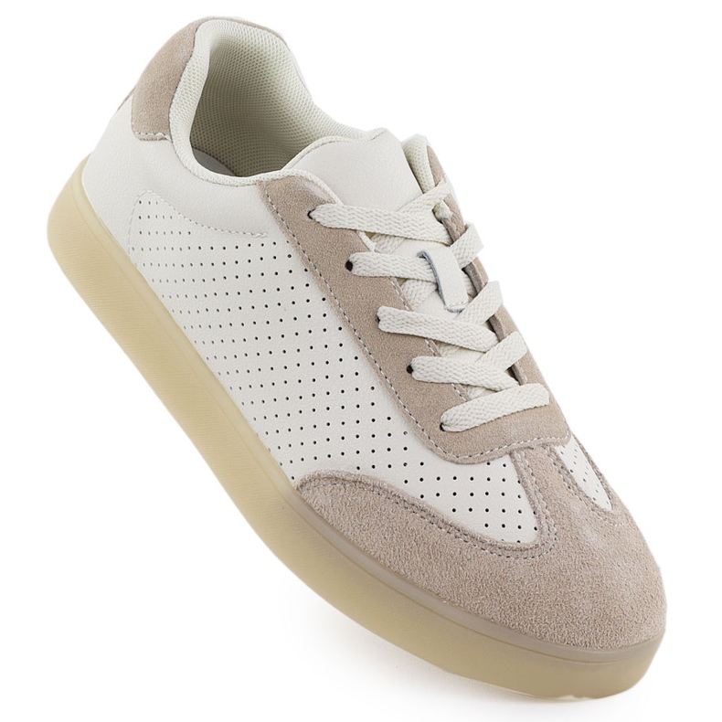 Women's leather sports shoes perfoled beige Sergio Leone SP-118