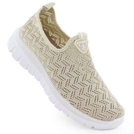 Women's sports shoes openwork Slip on beige artiker 56c1016