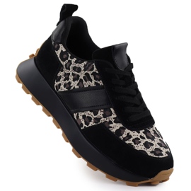 Leather sneakers on the black leopard platform Vinceza 66793