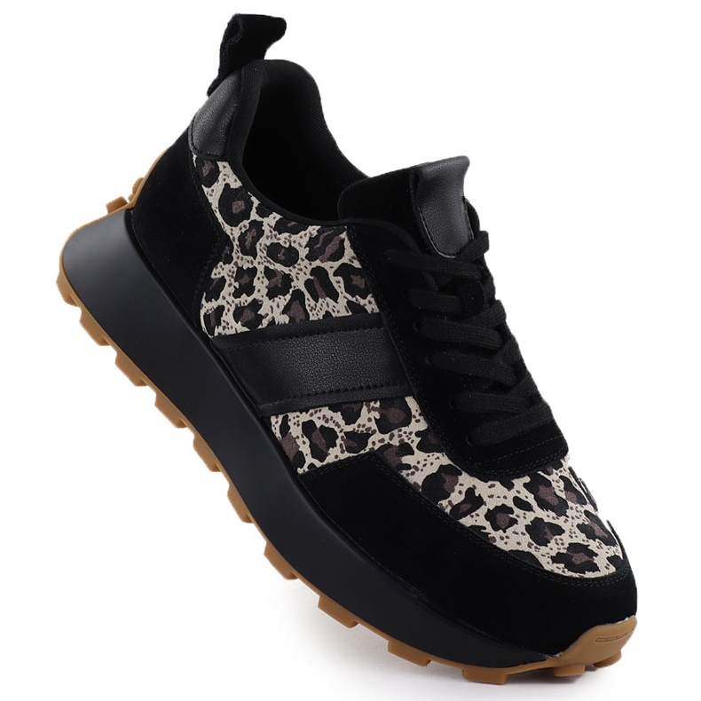 Leather sneakers on the black leopard platform Vinceza 66793