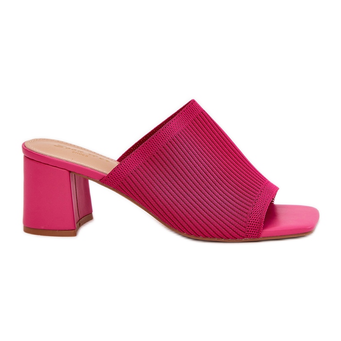 Women's high -heeled slippers pink
