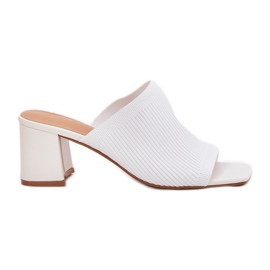 Women's high -heeled slippers white