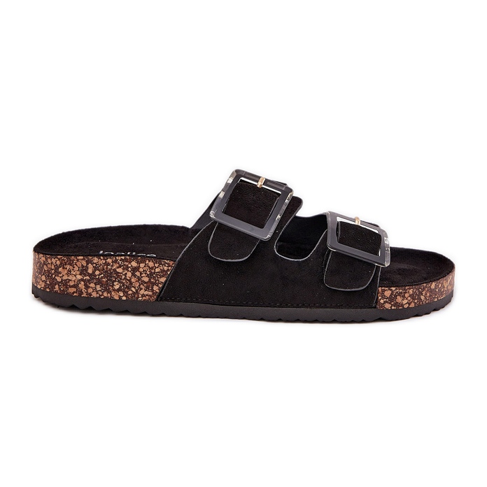 Women's flip flops with clamps on the cork sole black sole