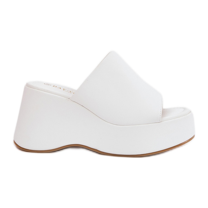 Eco leather women's slippers on the platform and white wedges Eco leather women's slippers on the platform and white wedges