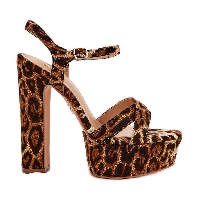 Women's sandals on a high post and a brown leopard print platform