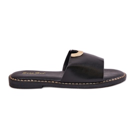 Eco leather women's slippers with decorative details black Eco leather women's slippers with decorative details black