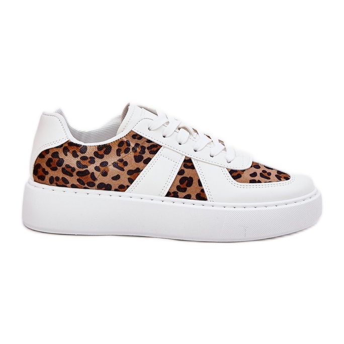 Women's sneakers with leopard print on the platform white