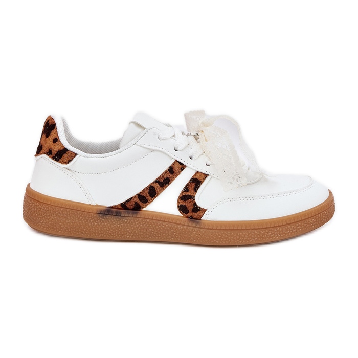 Low women's sneakers with lace white leopard print Low women's sneakers with lace white leopard print