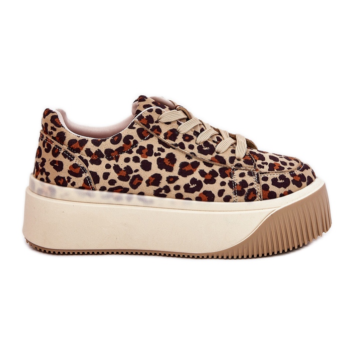 Sneakers on a massive brown leopard platform
