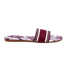 Patrouched flat women's burgundy slippers red