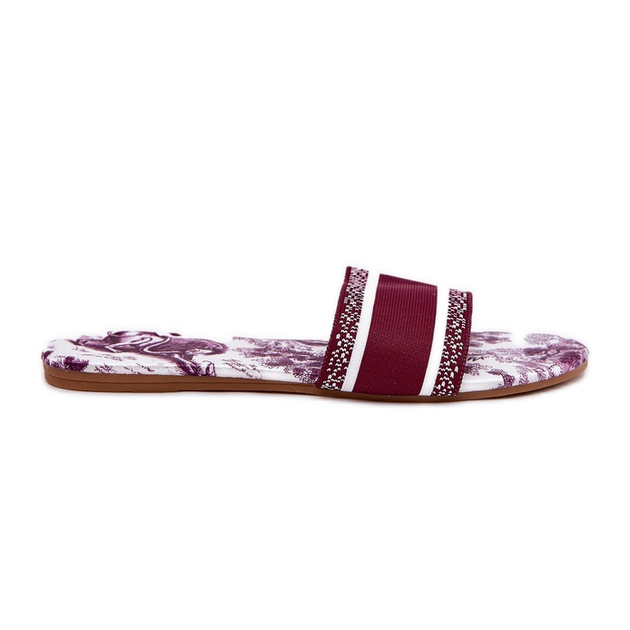 Patrouched flat women's burgundy slippers red Patrouched flat women's burgundy slippers red