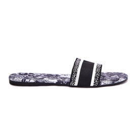 Patterned flat women's flaps black