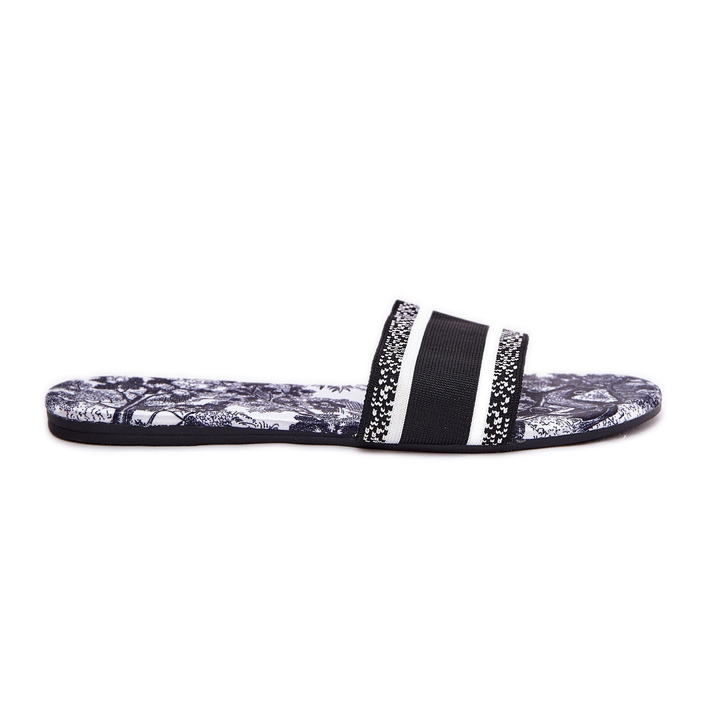 Patterned flat women's flaps black