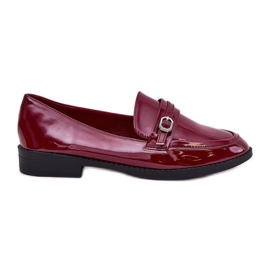 Painted women's loafers with a decorative burgundy buckle red Painted women's loafers with a decorative burgundy buckle red