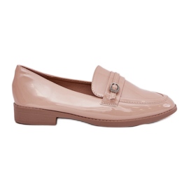 Painted women's loafers with a decorative buckle beige