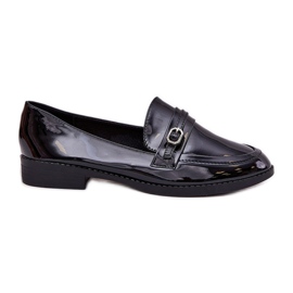 Painted women's loafers with a decorative buckle black buckle