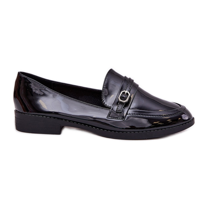 Painted women's loafers with a decorative buckle black buckle