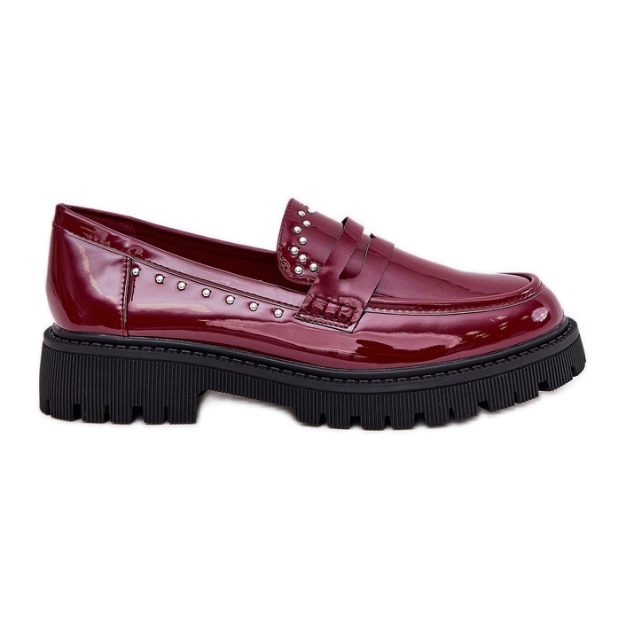 Women's loafers varnished with burgundy decoration red Women's loafers varnished with burgundy decoration red