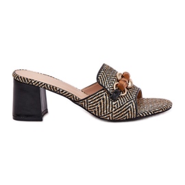 Women's heels with a black decoration