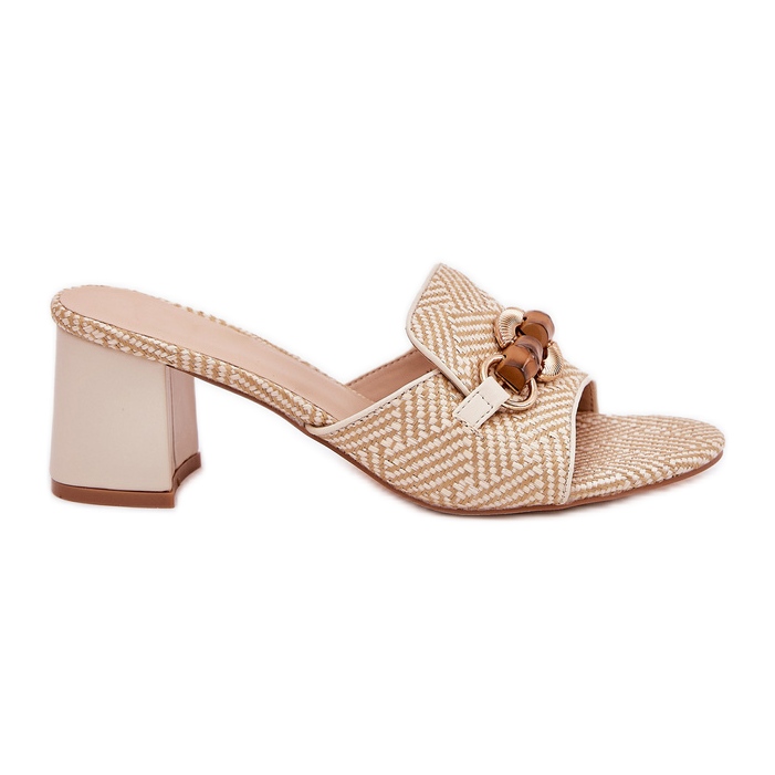 Women's heels with a beige decoration
