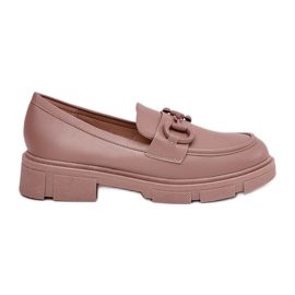Women's eco leather loafers with a decorative khaki detail beige Women's eco leather loafers with a decorative khaki detail beige