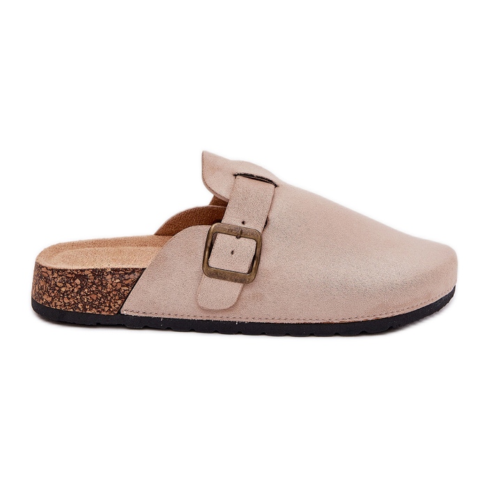 Slippers women's and on the platform with a buckle beige