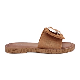 Flat women's flip flops with a decorative Camel detail brown Flat women's flip flops with a decorative Camel detail brown
