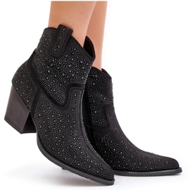 Decorated women's boots with high heels with tools in the spitz s.barski HY42-121 black