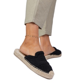 Black women's espadrilles slippers