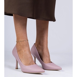 Violet classic pumps on an eco -leather pin purple