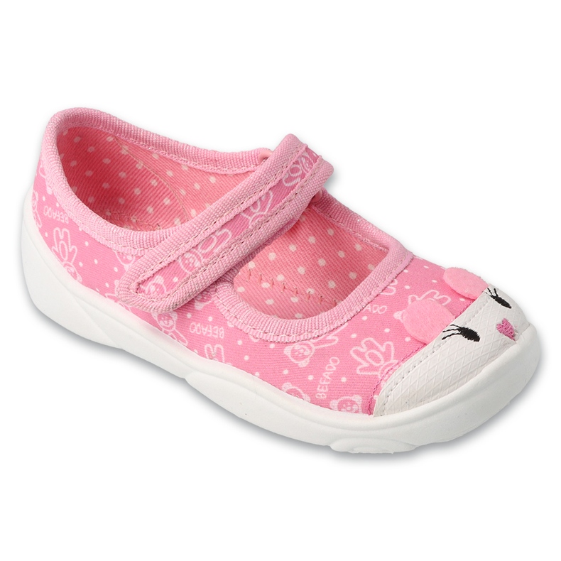 Befado pink children's slippers 209p041 with eyelets