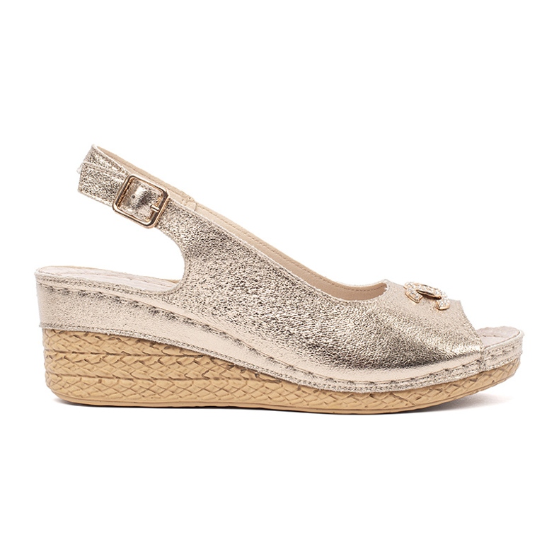 Goodin Golden wedge sandals with a buckle Goodin Golden wedge sandals with a buckle
