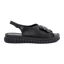Goodin Leather elegant black sandals Goodin Leather elegant black sandals