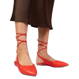 Red flat heels made of eco -leather