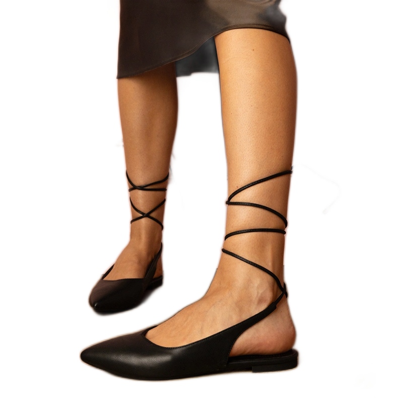 Black flat heels made of eco -leather